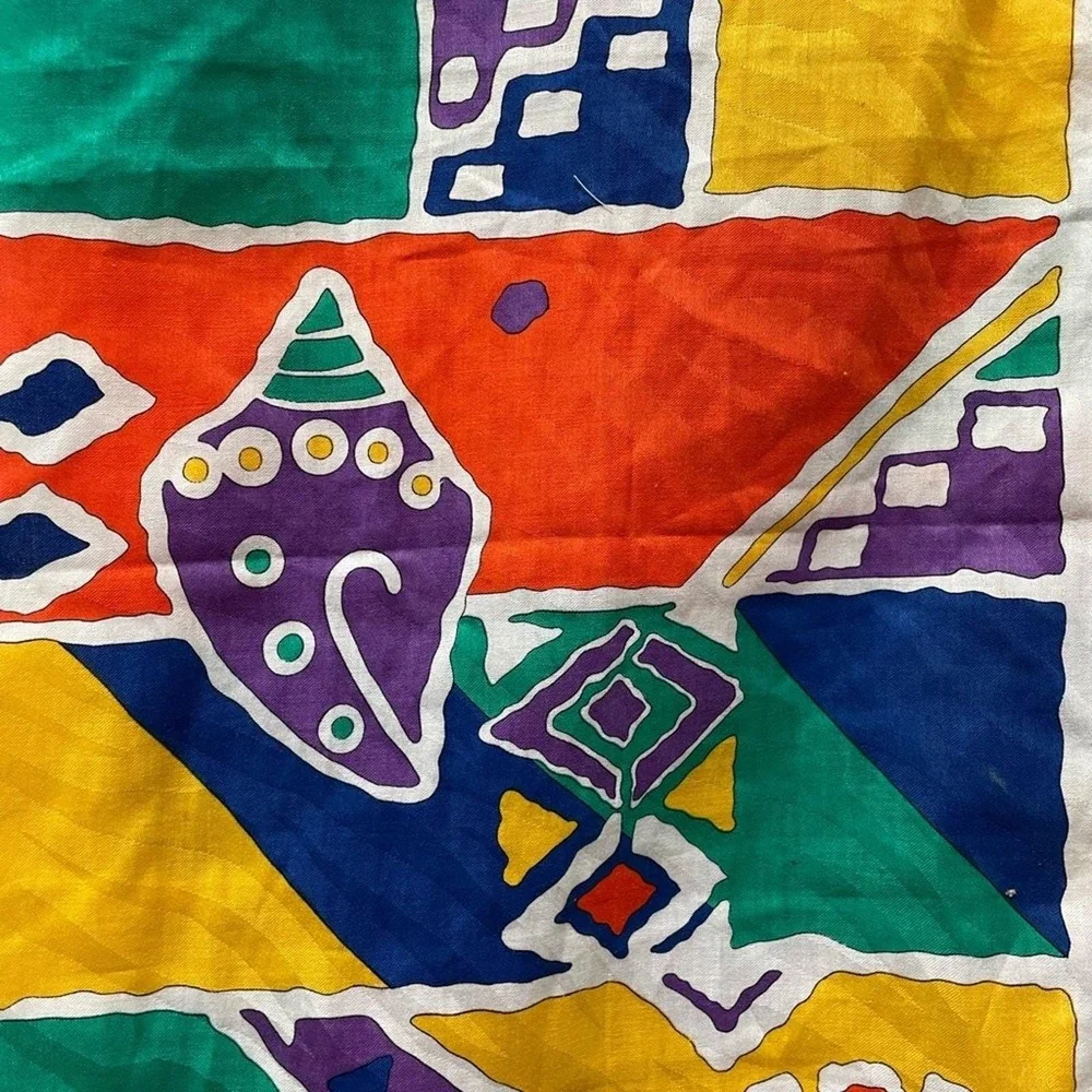 Ginnie Johansen  Abstract Geometric Scarf Womens Colorful Retro‎ Vintage 90s